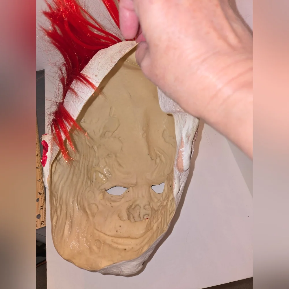 Colorful Clown Mask with Red Hair Halloween Costume